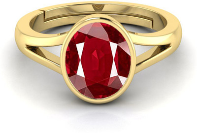 TODANI JEMS 7.25 Ratti Natural Certified Ruby Manik Gemstone Panchdhatu Ring for Men & Women Brass Ruby Ring