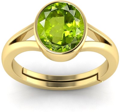 TODANI JEMS 14.25 Ratti 13.60 Carat Certified Natural Green Gemstone Adjustable Anguthi Brass Peridot Ring