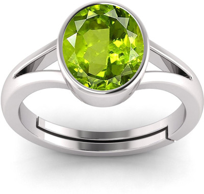 TODANI JEMS 12.25 Ratti 11.60 Carat Certified Natural Peridot Gemstone Adjustable Ring Metal Peridot Silver Plated Ring