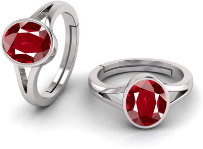 TODANI JEMS 11.25 Ratti Natural Ruby Manik Birthstone/Astrology/Rashi Ratan Adjustable Metal Ruby Silver Plated Ring