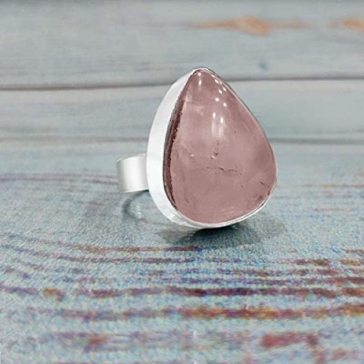 shrikrishana Crystal Adjustable Ring for Women (Pale Pink) Silver Quartz Silver Plated Ring