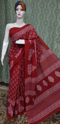 Jashvita Printed, Color Block, Blocked Printed Handloom Pure Cotton Saree(Multicolor)