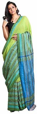 Trusty Manufacturer House Solid/Plain Handloom Pure Cotton Saree(Green)