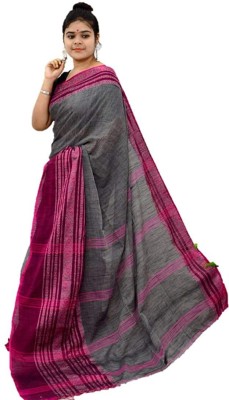 Trusty Manufacturer House Solid/Plain Handloom Pure Cotton Saree(Pink)