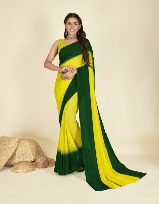 Anand Sarees Dyed Bollywood Georgette Saree(Dark Green, Light Green)