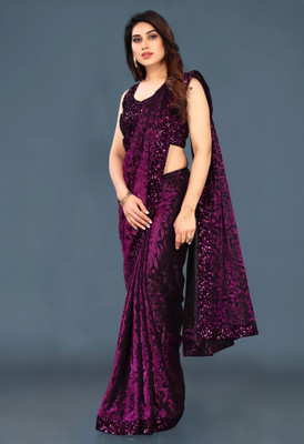 Rs textiles Printed Bollywood Lycra Blend Saree(Maroon)