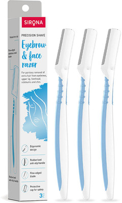 SIRONA Precision Shave Reusable Eyebrow & Face Razor for Women (Blue), Women(Pack of 3)