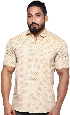 Twist99 Men Printed Casual Cream Shirt