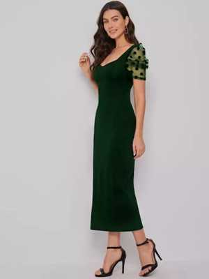 IUGA Women Bodycon Green Maxi/Full Length Dress