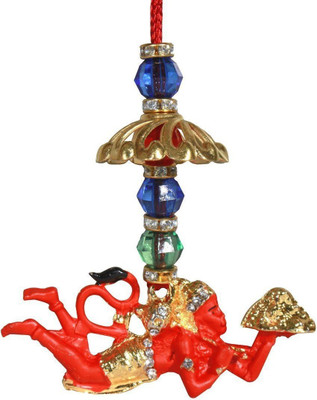 SmsTraders Hanuman Hanging for Car/Bus/Home/Office Decorative Showpiece  -  15 cm(Brass, Orange)