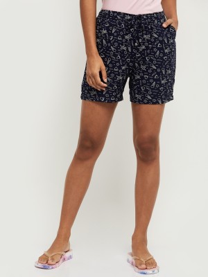 MAX Printed Women Blue Casual Shorts