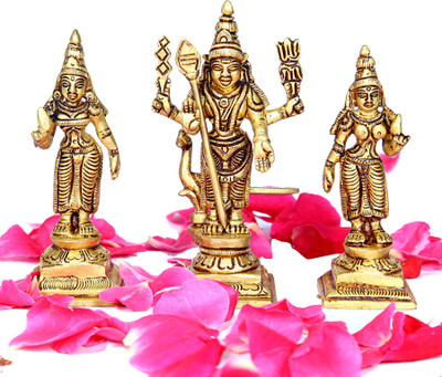 aalayam selveer Murugan Valli Deivanai Statue | Murugan Valli Deivanai Idol Combo Set 1 No Decorative Showpiece  -  10.5 cm(Brass, Gold)