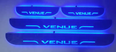 DIAMOND SAJAWAT CAR Door Foot Step Blue Led For Venue (Set Of 4 Pcs) Door Sill Plate