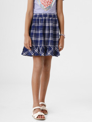 Kate & Oscar Checkered Girls A-line Blue Skirt