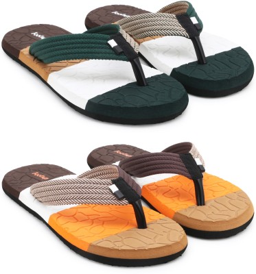 Footup Men 2 Pairs| EVA| Ultralightweight| Premiun| Comfort| All Seasons Trendy|Slippers Flip Flops(Multicolor , 9)