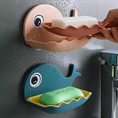 WAIT2SHOP Plastic Soap Holder Beautiful Fish Shape Sop Dish Case Holder Bathroom Accessory(Multicolor)