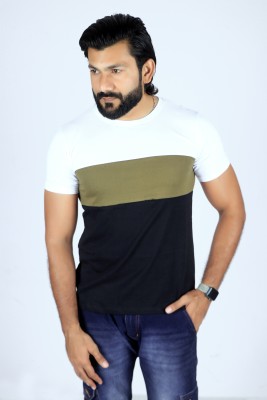 MOODY SPARK Colorblock Men Round Neck Multicolor T-Shirt