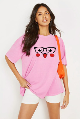 AMEVI Graphic Print Women Round Neck Pink T-Shirt