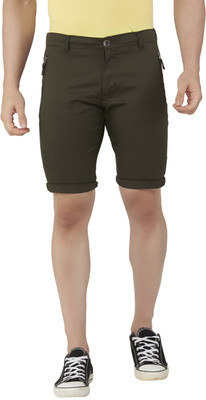 bEEVEE Solid Men Dark Green Casual Shorts