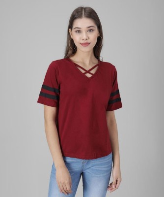 vivient Casual Solid Women Maroon Top