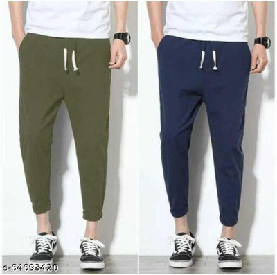 Krishna Enterprises Regular Fit Men Green, Dark Blue Trousers