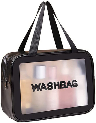 LOGICMART Clear Cosmetic Bag Travel Toiletry Bag Waterproof Zipper Wash Bag with Handle Waterproof Multipurpose Bag(Black, 10 L)