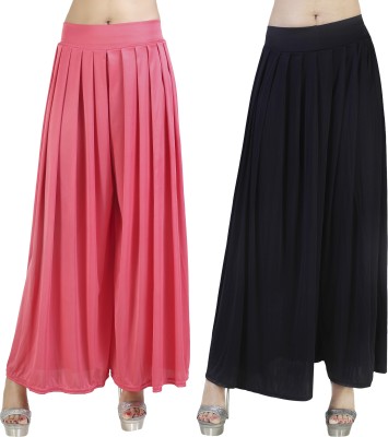 Fashion Bazaar Flared, Relaxed Women Pink, Black Trousers