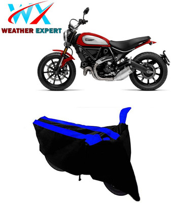 WEATHER EXPERT Two Wheeler Cover for Ducati(Scrambler Icon, Black, Blue)