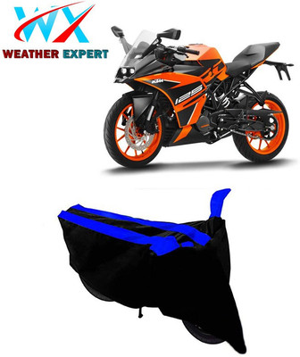 WEATHER EXPERT Two Wheeler Cover for KTM(RC 125, Black, Blue)