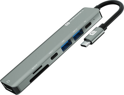 Portronics Mport 52 7-In-1 Type C Multiport USB Hub(Grey)