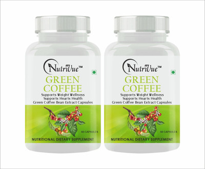 Nutrivue Green Coffee Beans Extract 500mg For Weight Loss, Fat Burner Pack of 2(60 Cap.)(2 x 60 Capsules)