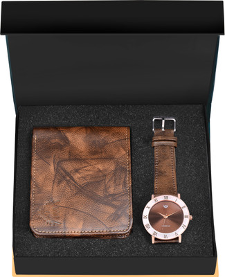 LORENZ Watch & Wallet Combo(Brown)