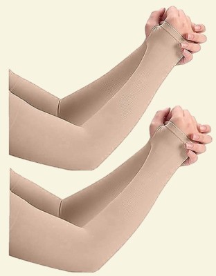 PARIVRIT Cotton, Nylon Arm Sleeve For Men & Women(Free, Beige)