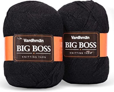 JEFFY Vardhman Yarn Big Boss Wool Ball 400 gm, Black