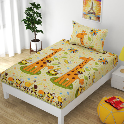 Shri Paras Traders 155 TC Cotton Single Cartoon Flat Bedsheet(Pack of 1, Multicolor)