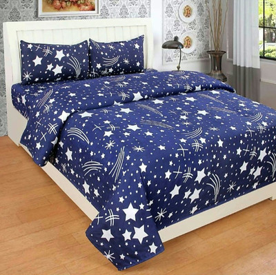 NIKITA ENTERPRISE Microfiber King, Double Flat 144 TC 3D Printed Bedsheet(Pack of 1, Blue)