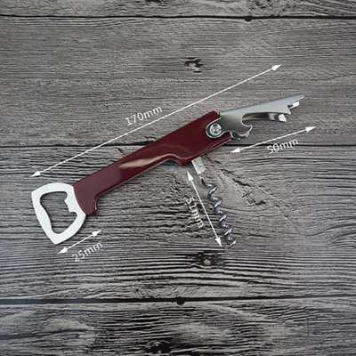 Nexshop ™Brown 3 in 1 Wine Cork Opener Knife Multifunction Folding Bottle Opener Multifunction Bottle Stainless Steel Wine Corkscrew Beer Bottle Can Remover Bottle Opener(Pack of 1)