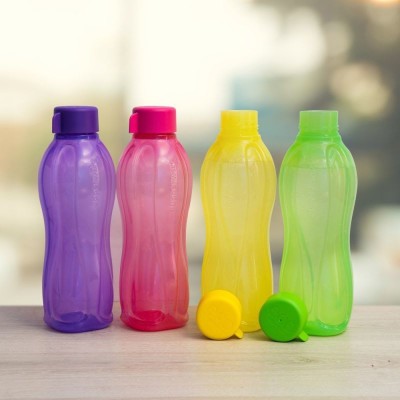 Shopper Ave Tupperware Aquasafe Eco Water Bottles Set 1000 ml Bottle(Pack of 4, Multicolor, Plastic)