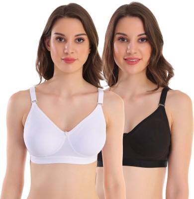 pooja ragenee Women Full Coverage Non Padded Bra(Black, White)