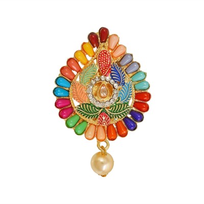 Morvi Multi Stone Peacock Design Saree Pin, Dupatta Pin, Safety Pin, Brooch Women Brooch(Multicolor)