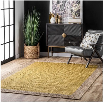MGF Beige, Yellow Jute Area Rug(2 ft,  X 3 ft, Circle)