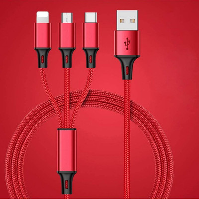 BUFONA Type-C Cable Magic Charger 3in1 Nylon Braided Fast Charging Cable Multiple Pin Charging Pad