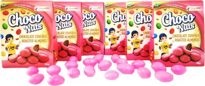 Chocolatee Foods Chocolate Covered Roasted Almonds|Rose Flavor|Flavored Nuts|Premium Quality Truffles(6 x 40 g)