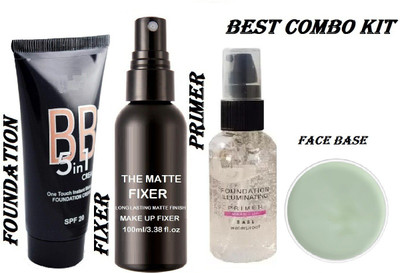 KAIASHA makeup kit BB foundation Fixer for face makeup primer for skin Make Up Base for All Skin MAKEUP COMBO(4 Items in the set)
