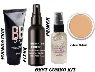 KAIASHA Professional Make Up Base for All Skin Fixer for face makeup primer for skin BB foundation(4 Items in the set)