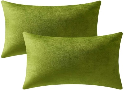AVS Plain Cushions Cover(Pack of 2, 40 cm*60 cm, Green)