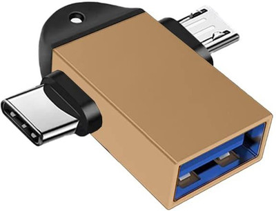SYGA Micro USB Cable 2 A 2 m 2 in 1 Type-C Micro USB OTG Adapter Converter Hard Disk Phone - Gold(Compatible with Monitor Projector, Gold, One Cable)