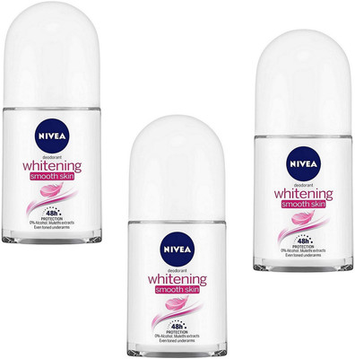 NIVEA Whitening Smooth Skin Deodorant Roll-on Each 25ml Set of_3 Deodorant Roll-on  -  For Women(75 ml, Pack of 3)