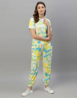 FASHIONsUp Women Printed Green Top & Pyjama Set