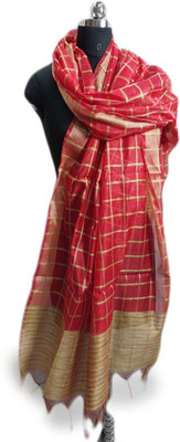 Khadija's Art Silk Checkered Women Dupatta